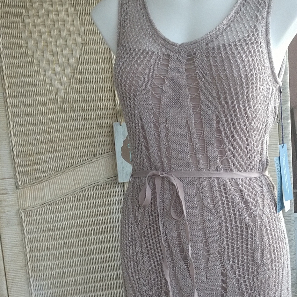 COMING MSRP=$68 NWT Mermaid Influenced Lined Taupe Fishnet Dress NWT - Picture 6 of 8